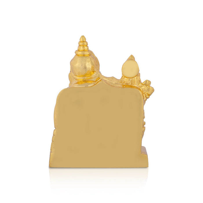 Kubera Lakshmi Statue With Base - 3.5 X 2.75 Inches | Brass Idol/ Gold Polish Laxmi Kuber Idol For Wealth - Brass Murties