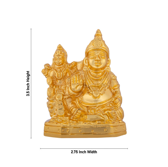 Kubera Lakshmi Statue With Base - 3.5 X 2.75 Inches | Brass Idol/ Gold Polish Laxmi Kuber Idol For Wealth - Brass Murties