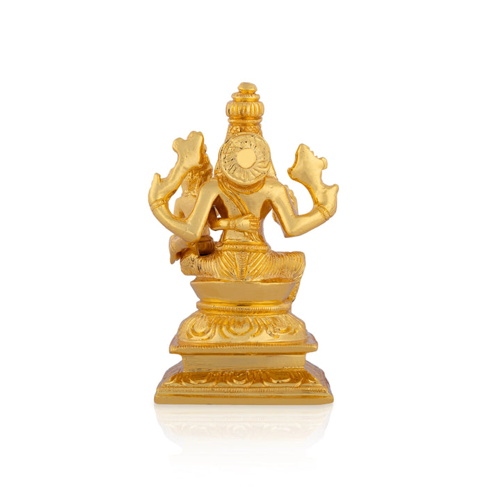 Lakshmi Narasimha Swamy Vigraham Sitting On Base- 4.5 X 2.5 Inches | Brass Idol/Gold Polish Laxmi Narasimha Idol - Brass Murties