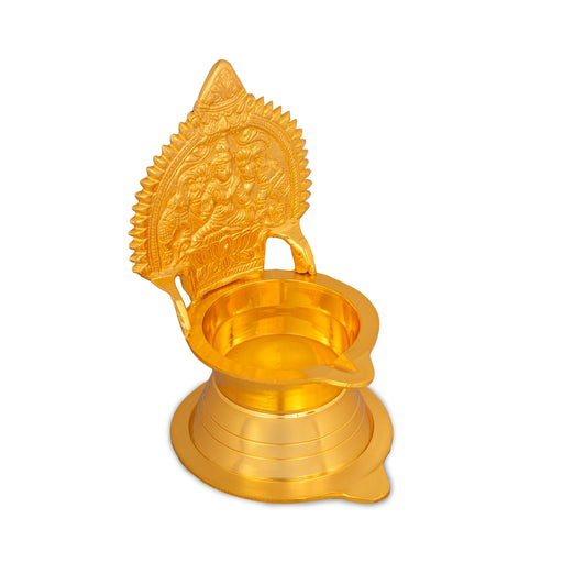 Kamakshi Deepam - 6.5 X 3.75 Inches | Brass Lamp/ Gold Polish Kamatchi Vilakku/ Kamakshi Vilakku For Lighting - Deity Lamps