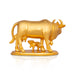 Cow With Calf Idol With Base- 4.5 X 6 Inches | Brass Idol/ Gold Polish Kamdhenu Cow And Calf For Home & Gifting - Table Stand Accessories