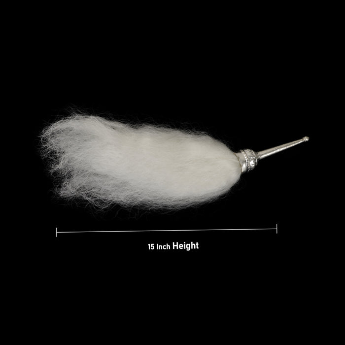 Venchamaram - 6 Inches | Chawar/ White Metal Handle Chanwara/ Chaur for Deity - Deity Accessories