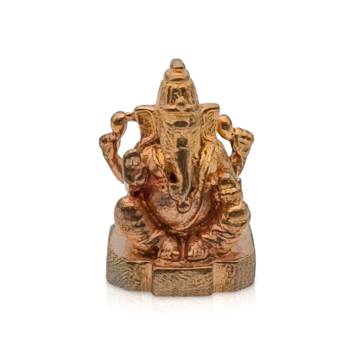 Ganesh Murti Sitting On Base - 1 x 0.5 Inches | Panchaloha Statue/ Ganpati Murti/ Vinayaka Statue for Pooja - Panchaloha Murties