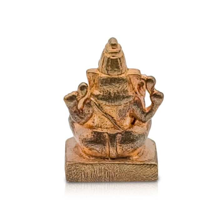 Ganesh Murti Sitting On Base - 1 x 0.5 Inches | Panchaloha Statue/ Ganpati Murti/ Vinayaka Statue for Pooja - Panchaloha Murties