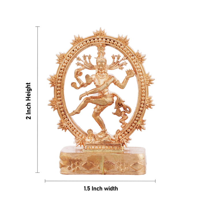 Natraj Statue Standing On Base - 2 x 1.5 Inches | Panchaloha Statue/ Natraja Murti With Arch for Pooja - Panchaloha Murties