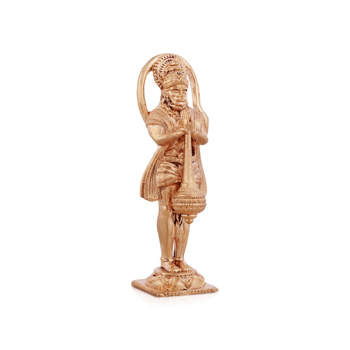 Anjaneya Statue Standing On Base - 3 x 1 Inches | Panchaloha Statue/ Hanuman Murti for Pooja - Panchaloha Murties