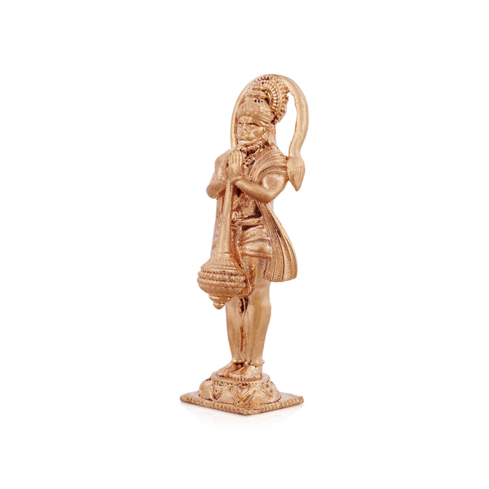 Anjaneya Statue Standing On Base - 3 x 1 Inches | Panchaloha Statue/ Hanuman Murti for Pooja - Panchaloha Murties