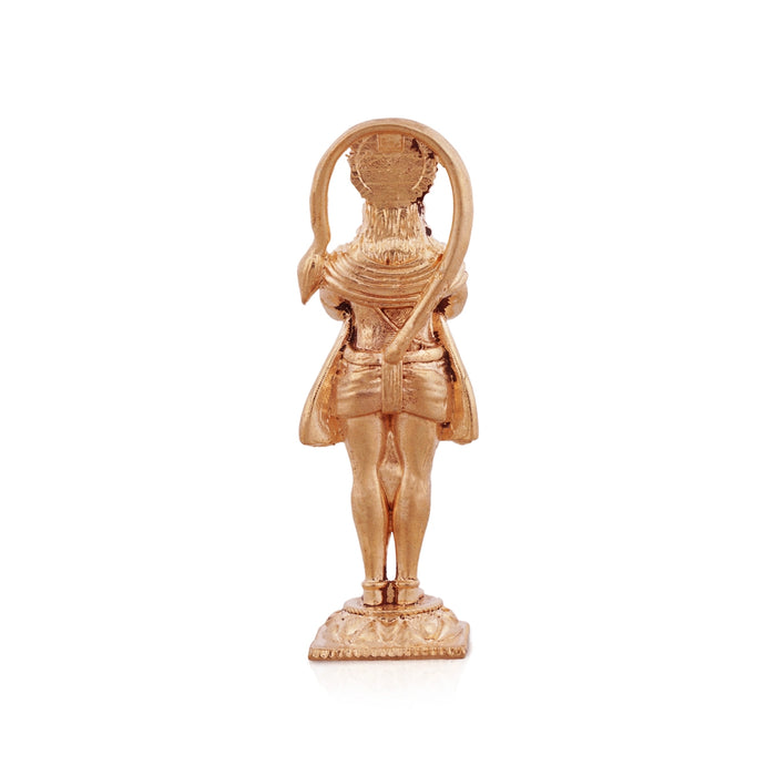 Anjaneya Statue Standing On Base - 3 x 1 Inches | Panchaloha Statue/ Hanuman Murti for Pooja - Panchaloha Murties