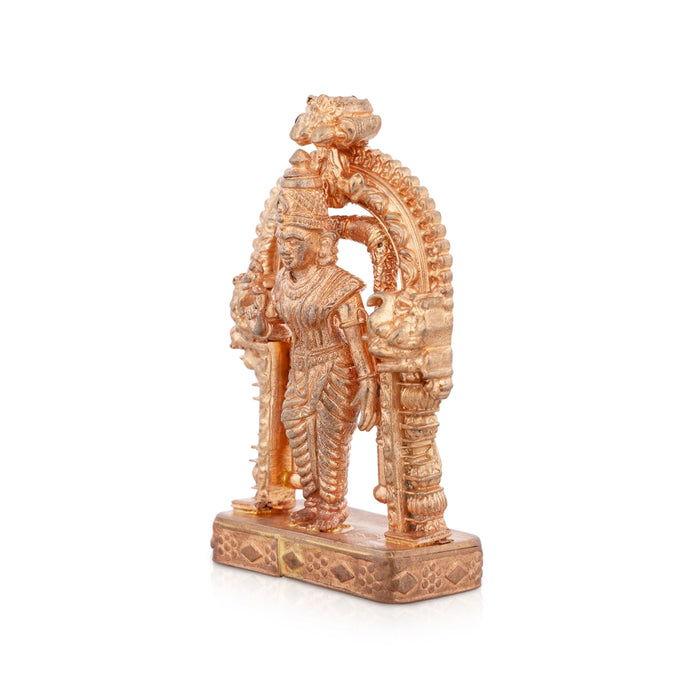 Meenakshi Amman Statue Standing On Base - 3x2 Inches | Panchaloha Statue/ Meenakshi Statue With Arch for Pooja - Panchaloha Murties