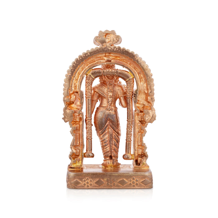 Meenakshi Amman Statue Standing On Base - 3x2 Inches | Panchaloha Statue/ Meenakshi Statue With Arch for Pooja - Panchaloha Murties