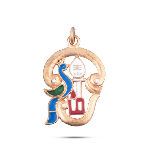 Om Design Dollar - 2 x 1 Inches | Panchaloham Pendant/ Locket for Men & Women - Mala & Pendant