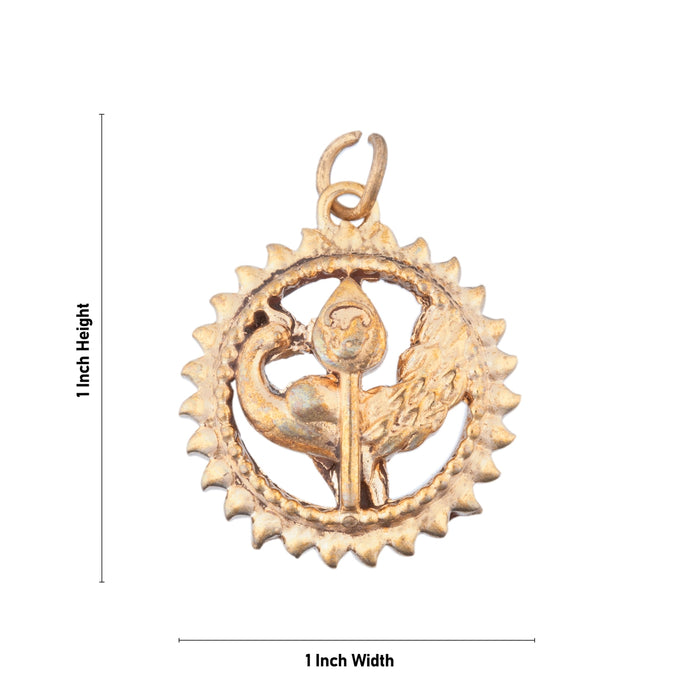 Peacock With Vel Design Dollar - 1 x 1 Inch | Panchaloham Pendant/ Round Shape Locket for Men & Women - Mala & Pendant