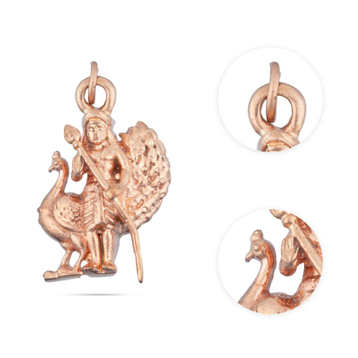 Peacock Murugan Murti Dollar - 1.25 x 1 Inches | Panchaloham Pendant/ Locket for Men & Women - Mala & Pendant