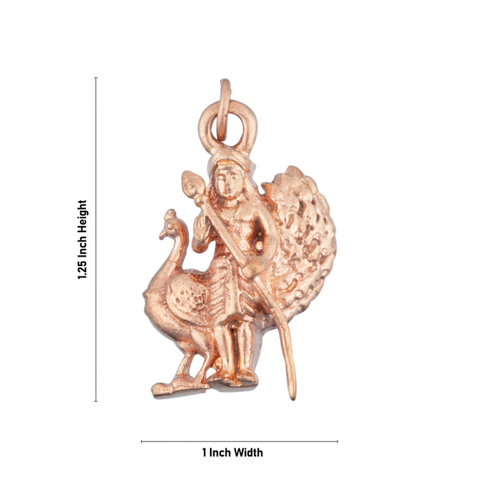 Peacock Murugan Murti Dollar - 1.25 x 1 Inches | Panchaloham Pendant/ Locket for Men & Women - Mala & Pendant