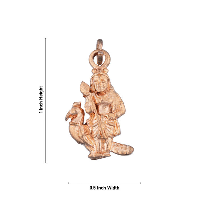 Peacock Murugan Murti Dollar - 1 x 0.5 Inch | Panchaloham Pendant/ Locket for Men & Women - Mala & Pendant