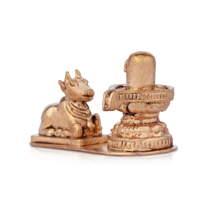 Shiv Ling Murti & Nandi Statue - 1 x 1.5 Inches | Panchaloha Statue/Shiva Lingam Statue & Nandi Murti for Pooja - Panchaloha Murties