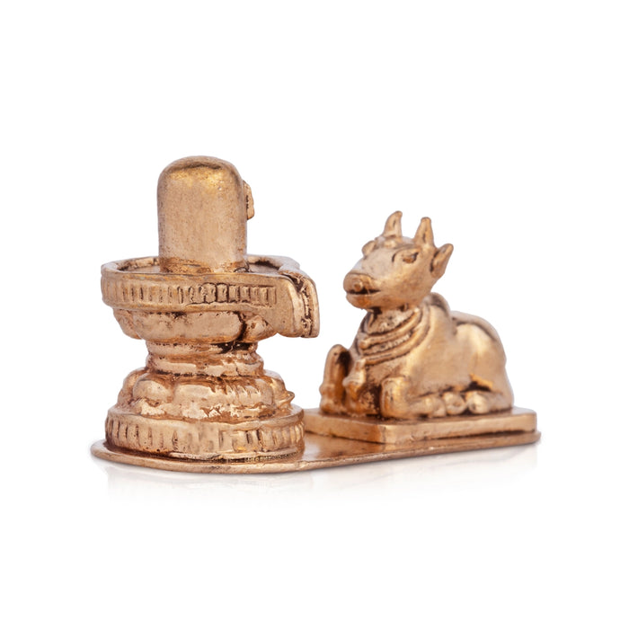 Shiv Ling Murti & Nandi Statue - 1 x 1.5 Inches | Panchaloha Statue/Shiva Lingam Statue & Nandi Murti for Pooja - Panchaloha Murties
