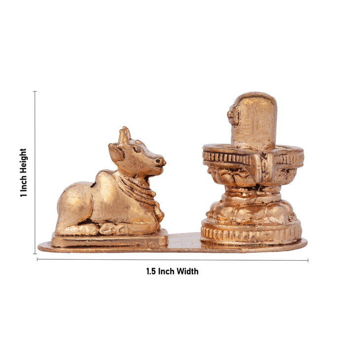 Shiv Ling Murti & Nandi Statue - 1 x 1.5 Inches | Panchaloha Statue/Shiva Lingam Statue & Nandi Murti for Pooja - Panchaloha Murties