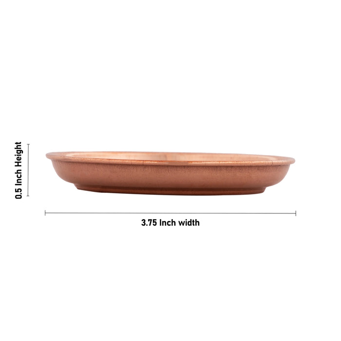 Copper Plate - 0.5 X 3.75 Inches | Halwa Thali Plate/ Pooja Plate/ Small Plate For Naivedyam And Pooja - Pooja Plate & Tray