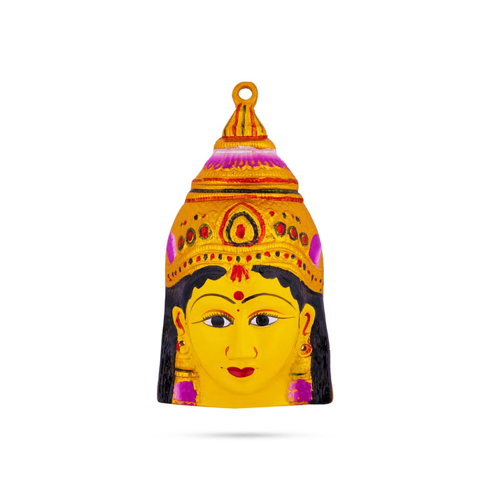 Decorative Lakshmi Face - 8.5 x 4.5 Inches | Zinc Devi Face/ Varalakshmi Ammavari Face For Festive Decor