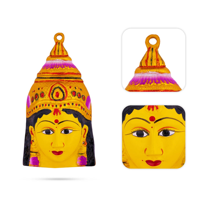 Decorative Lakshmi Face - 8.5 x 4.5 Inches | Zinc Devi Face/ Varalakshmi Ammavari Face For Festive Decor