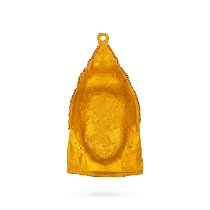 Decorative Lakshmi Devi Face - 8.5 x 5 Inches | Zinc Yellow Amman Face / Ammavari Mugam for Varalakshmi Decor