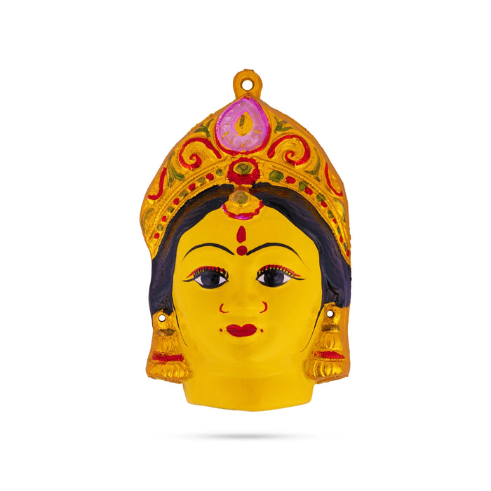 Gowri Face - 6.5 x 4 Inches | Zinc Ammavari Face/ Decorative Devi Mukhavata for Deity Decor
