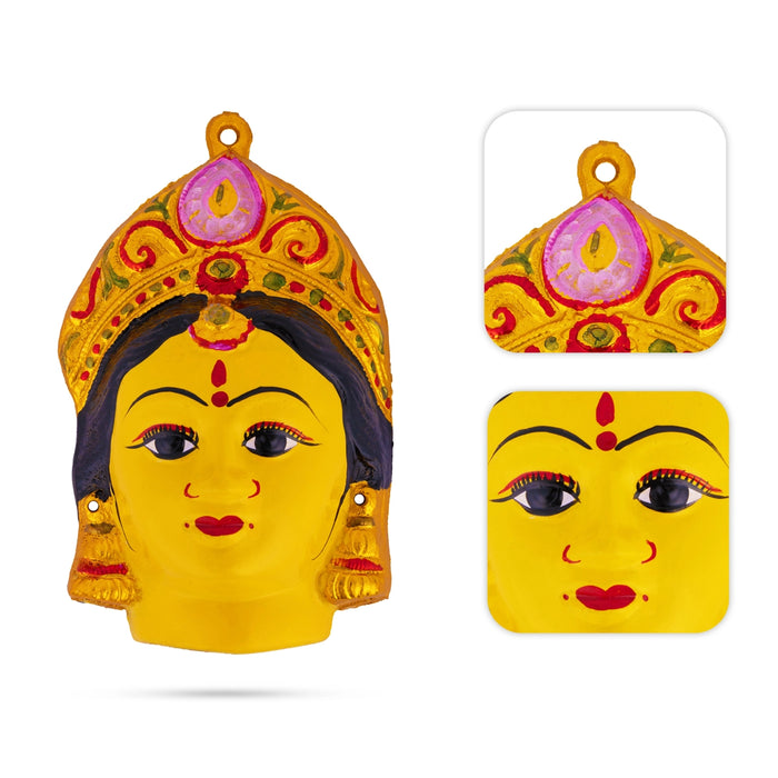 Gowri Face - 6.5 x 4 Inches | Zinc Ammavari Face/ Decorative Devi Mukhavata for Deity Decor