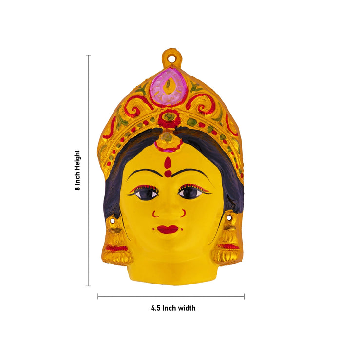 Gowri Face - 6.5 x 4 Inches | Zinc Ammavari Face/ Decorative Devi Mukhavata for Deity Decor