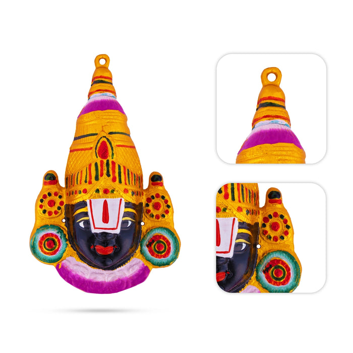 Balaji Face Wall Hanging - 9.5 x 5.5 Inches | Zinc Perumal face Design/ Wall Hanger For Home Decor