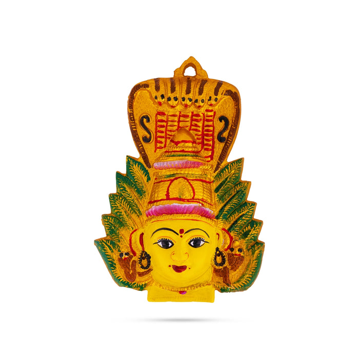 Zinc Amman Face with Nagam - 10 x 7 Inches | Goddess Wall Hanging/ Devi face For Temple & Spiritual Decor