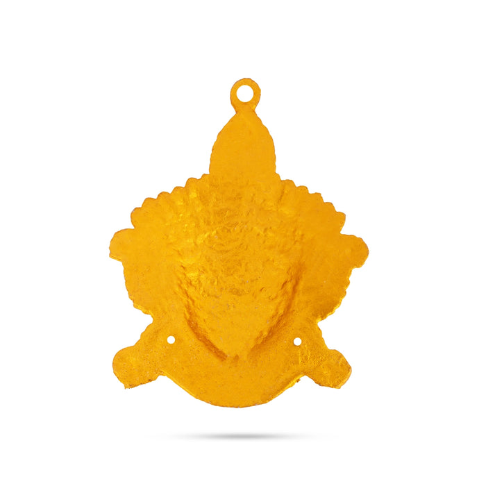 Amman Face - 7.5 x 5.5 Inches | Zinc Durga Maa Face/ Yellow Amman Mugam for Deity Alangaram
