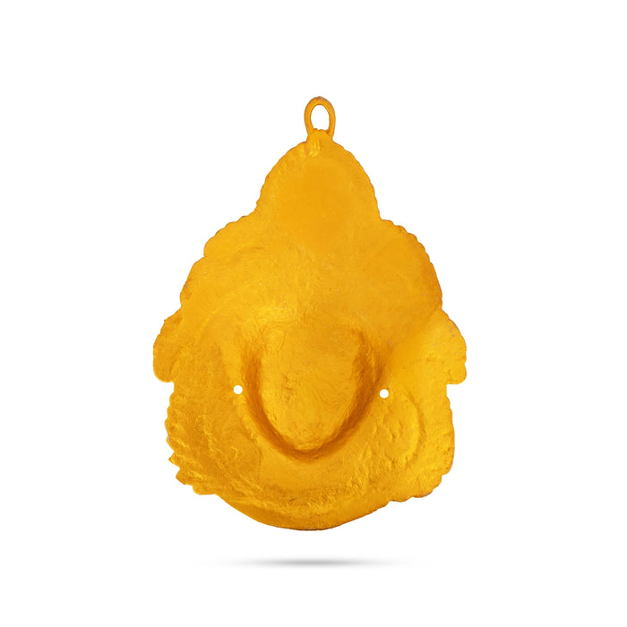 Zinc Devi Face - 13 x 9 Inches | Yellow Amman Face/ Durga Maa Face For Varalakshmi Décor