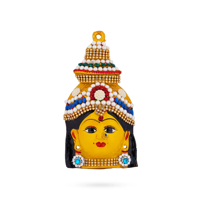 Lakshmi Devi Face - 6.5 x 3.5 Inches | Zinc Amman Mugam/ Stone Ammavari Face for Varalakshmi Decor