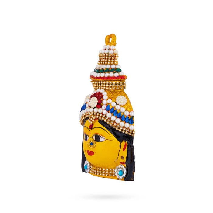 Lakshmi Devi Face - 6.5 x 3.5 Inches | Zinc Amman Mugam/ Stone Ammavari Face for Varalakshmi Decor