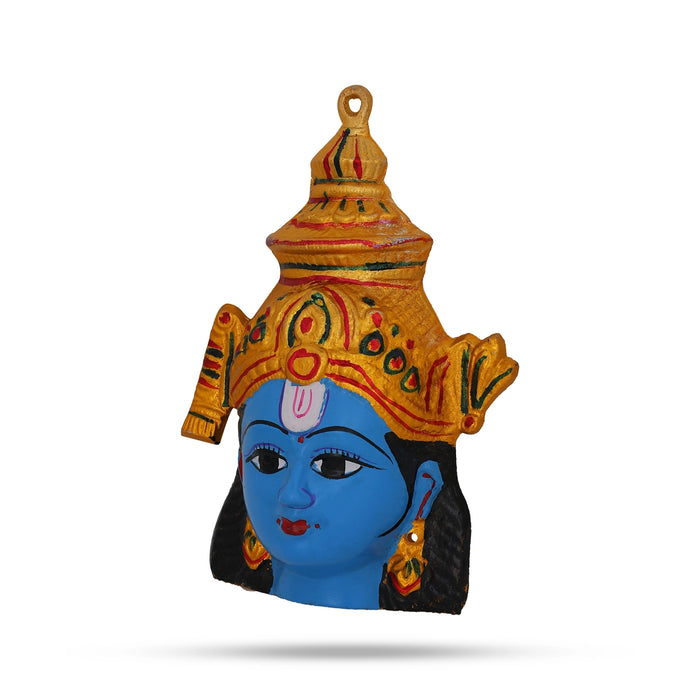 Krishnar Face - 7.5 x 5 Inches | Zinc Krishna Face / Laddu Gopal Face / Krishna Bhagawan Mugam for Deity