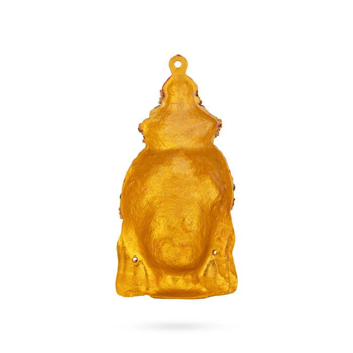Lakshmi Devi Face - 7.5 x 5 Inches | Decorative Yellow Amman Mugam/ Zinc Ammavari Face for Varalakshmi Decor