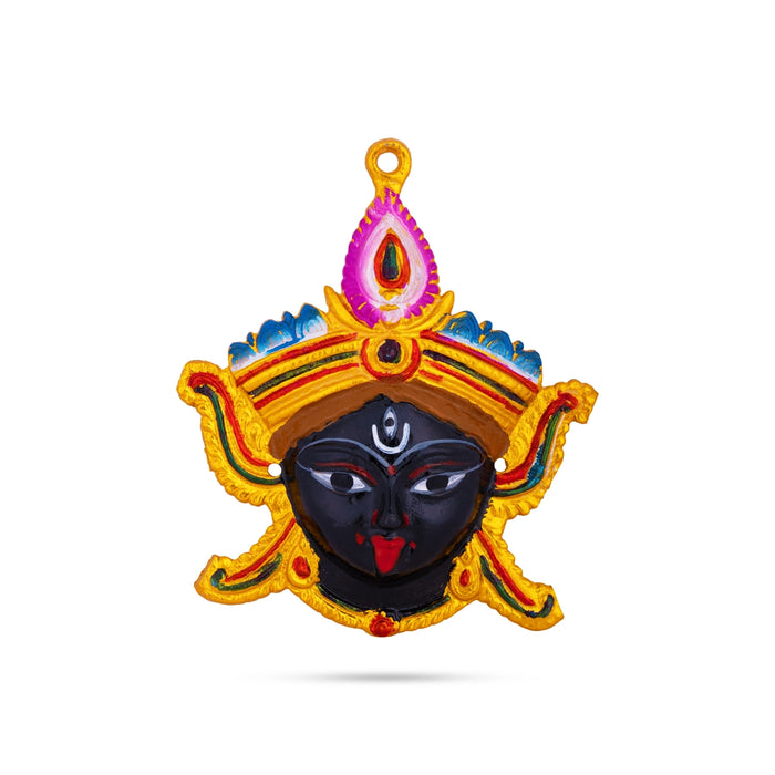 Kali Face Wall Hanging - 6 x 5 Inches | Zinc Goddess Kali Devi face/ Wall Hanger For Spiritual Decor