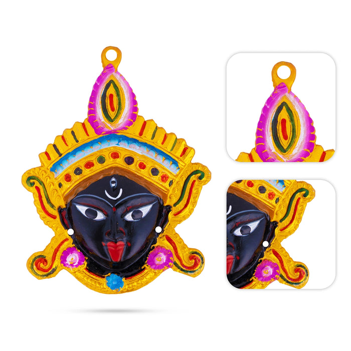 Ammavari Face - 4.5 x 2 Inches | Zinc Vara Lakshmi Face/ Yellow Amman Mugam for Deity
