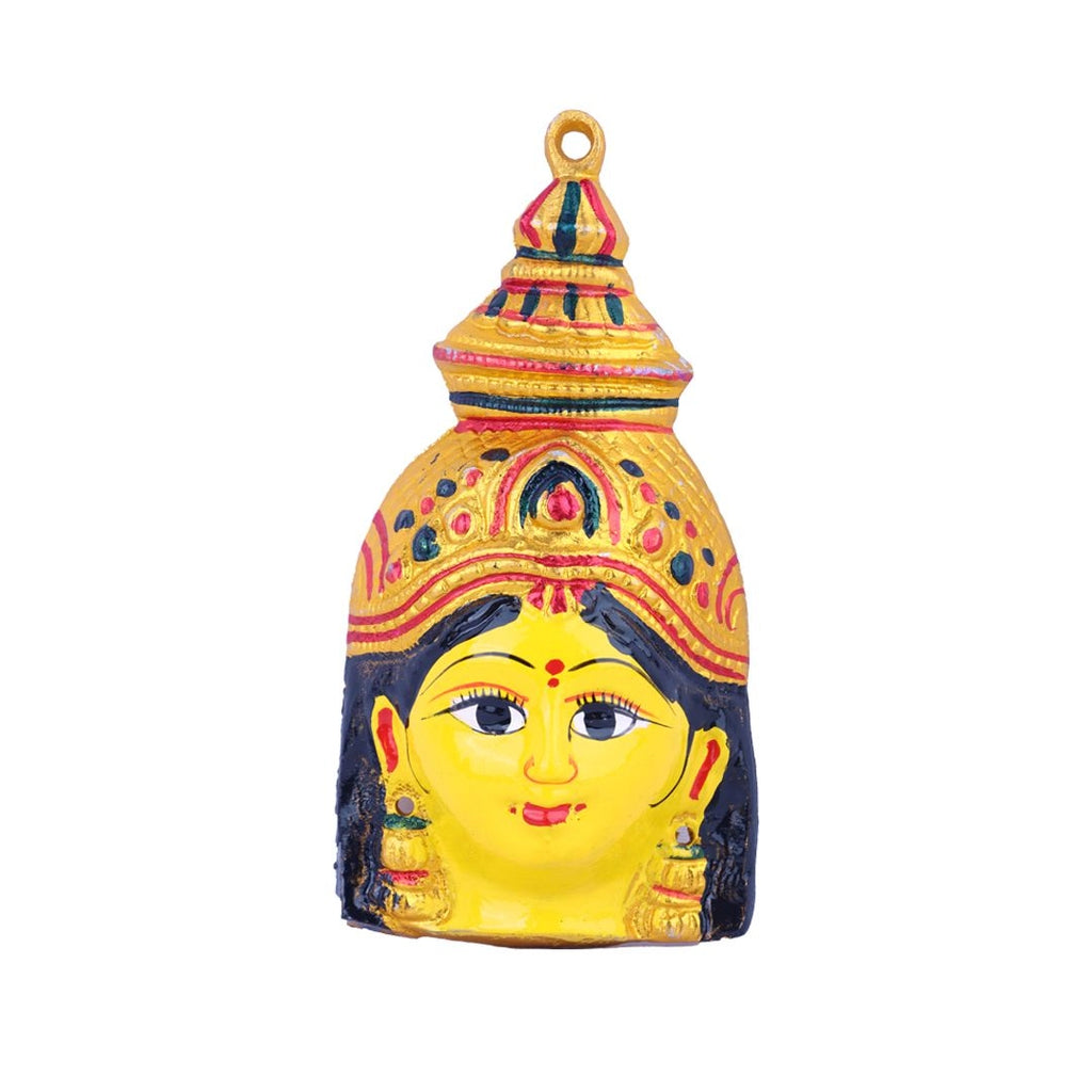 Ammavari Face - 6.5 x 3.25 Inches | Zinc Vara Lakshmi Face/ Yellow Amman Mugam for Deity/ 90 Gms Approx