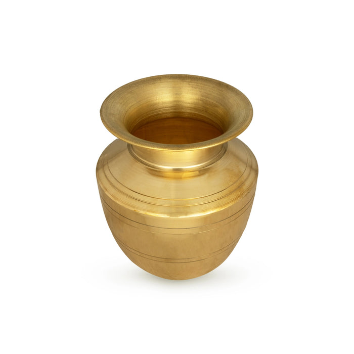 Brass Lota - 5.5 x 4 Inches | Brass Kalash Pot/ Iyengar Vaishnav Chombu for Pooja/ 260 Gms Approx - Kalash & Pooja Lota