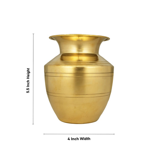 Brass Lota - 5.5 x 4 Inches | Brass Kalash Pot/ Iyengar Vaishnav Chombu for Pooja/ 260 Gms Approx - Kalash & Pooja Lota