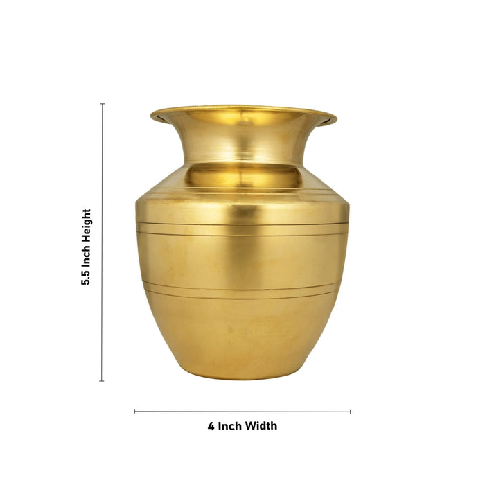 Brass Lota - 5.5 x 4 Inches | Brass Kalash Pot/ Iyengar Vaishnav Chombu for Pooja/ 260 Gms Approx - Kalash & Pooja Lota