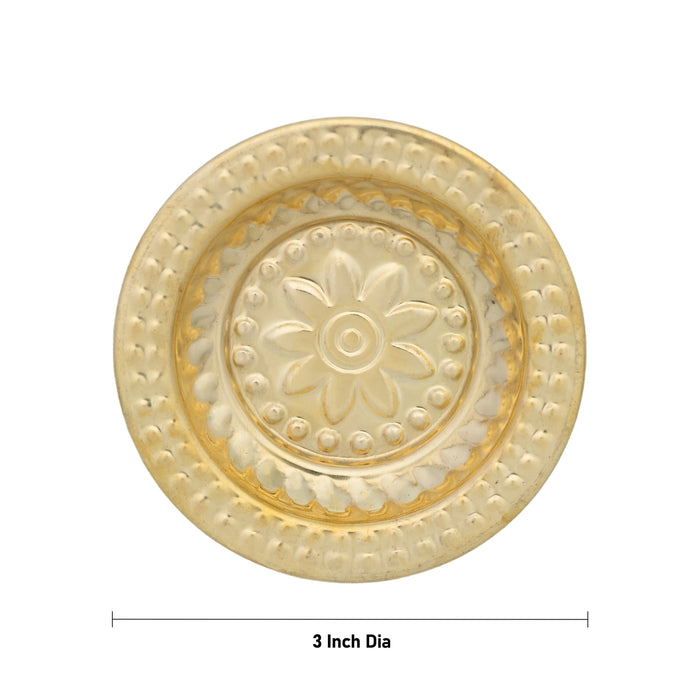 Brass Plate - 3 Inches | Small Plate/ Beading Design Pooja Thali Plate/ Pooja Plate for Home - Pooja Plate & Tray