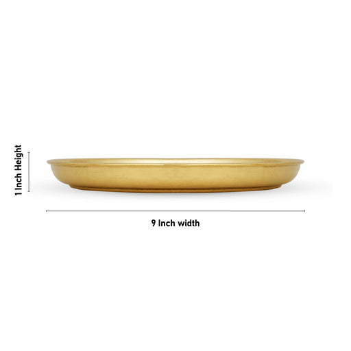 Brass Plate - 1 X 9 Inches | Beading Design Thali Plate/ Pooja Plate/ Pooja Thali For Traditional Pooja - Pooja Plate & Tray