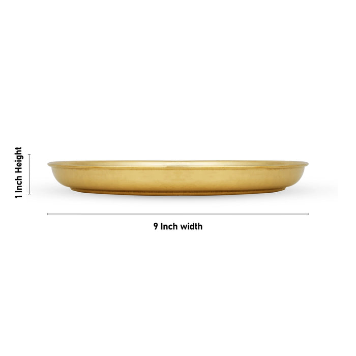 Brass Plate - 1 X 9 Inches | Beading Design Thali Plate/ Pooja Plate/ Pooja Thali For Traditional Pooja - Pooja Plate & Tray