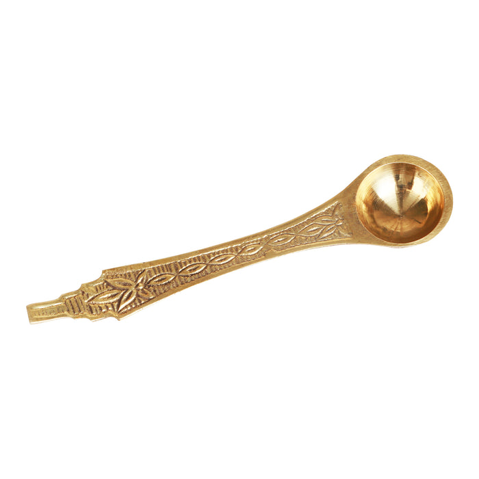 Brass Achmani - 4.5 x 1 Inches | Achmani Spoon/ Pooja Spoon/ Nagam Handle Uddharani for Pooja