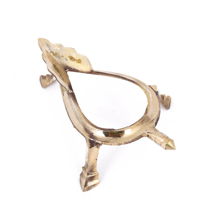 Brass Shankh Stand - 2.5 x 6 Inches | Shankh Rakhne ka Stand/ Brass Shankh Holder for Pooja/ 125 Gms Approx - Pooja Shankh