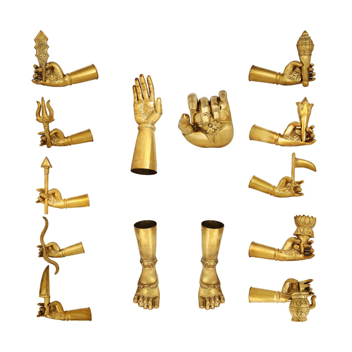 Soora Samhara Set - 7 x 3 Inches | Brass Idol / Lord Murugan Slaying Surapadman Set / Spiritual Temple Decor - Deity Accessories