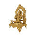Lakshmi Sitting on Chowki Murti - 17.5 x 10 Inches | Antique Brass Idol/ Lakshmi Statue/ Laxmi Idol For Pooja - Brass Murties